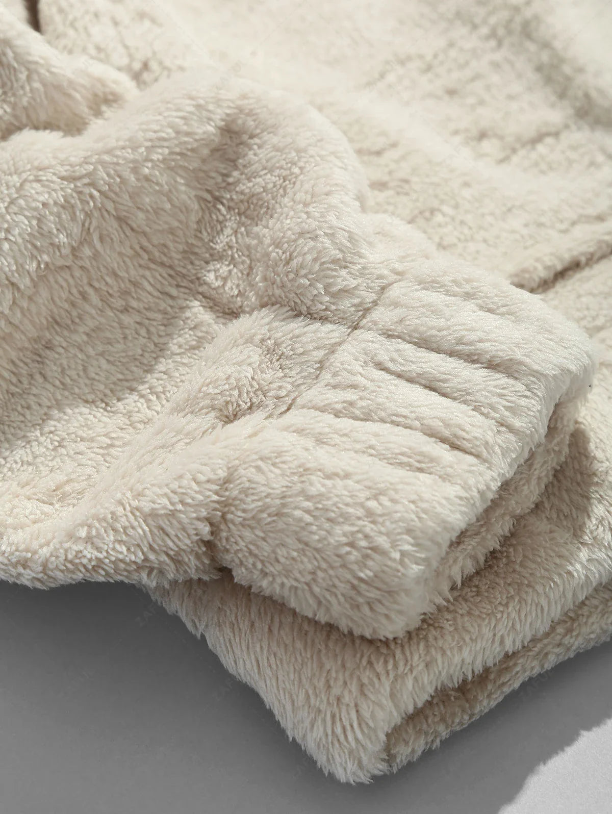 Solid Pouch Pocket Fleece Fluffy Hoodie