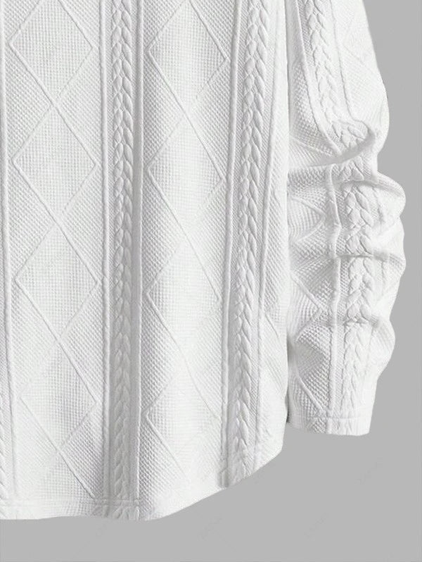 Unisex Jacquard Textured Long Sleeves Pullover Sweatshirt