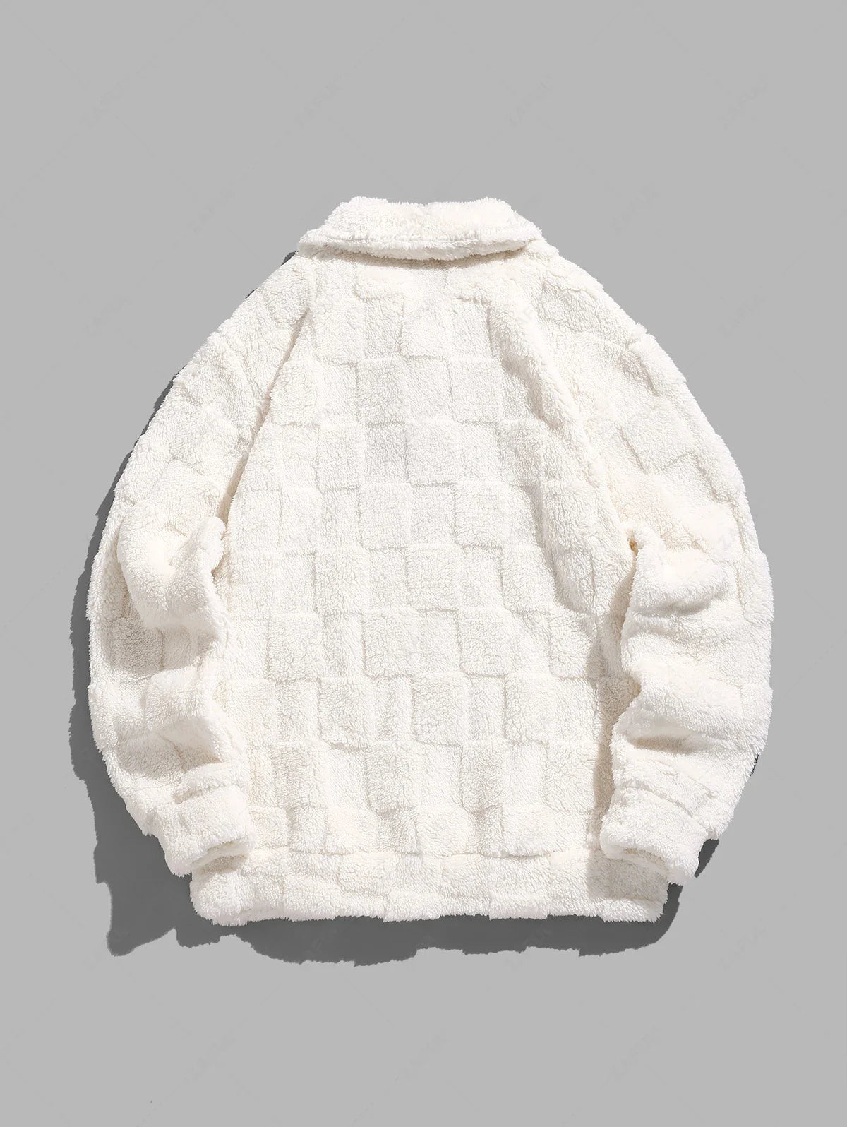 Unisex Checkerboard Pattern California Embroidered Fuzzy Fleece Sweatshirt