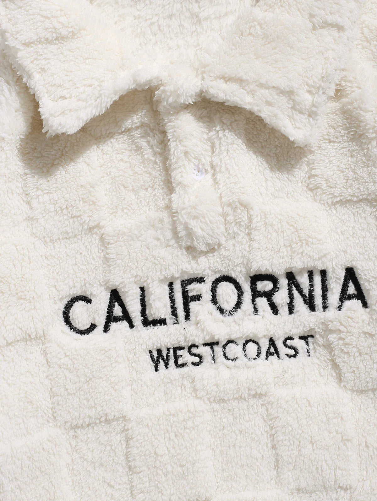 Unisex Checkerboard Pattern California Embroidered Fuzzy Fleece Sweatshirt