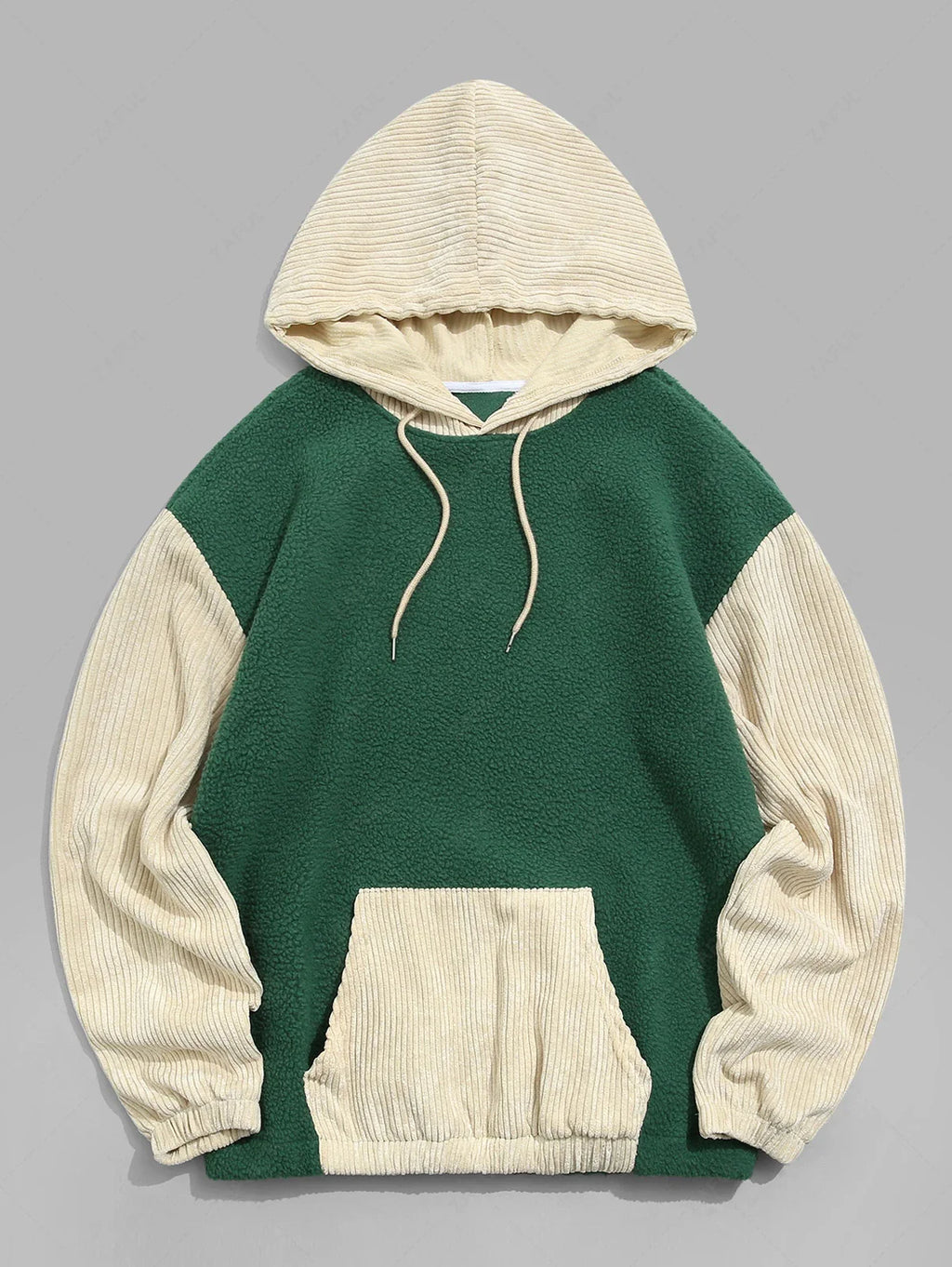 Unisex Colorblock Polar Fleece Kangaroo Pocket Pullover Hoodie