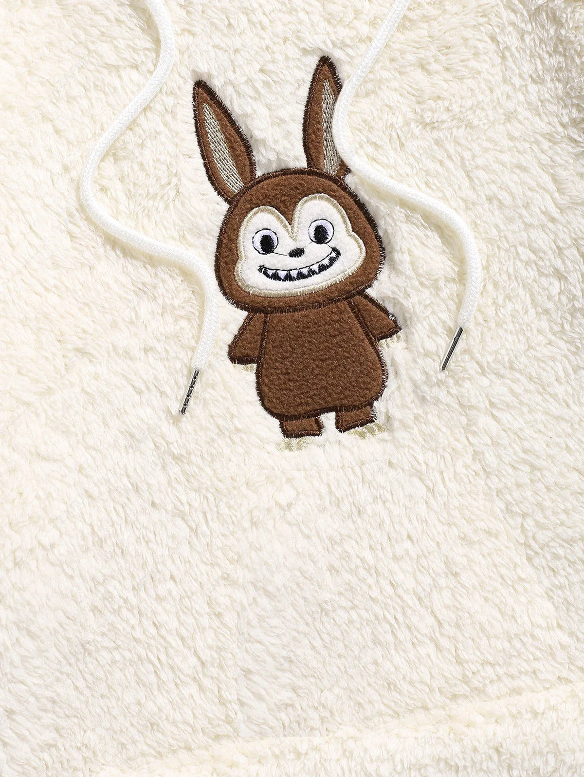 Unisex Fluffy Fleece Embroidered Kangaroo Pocket Pullover Hoodie