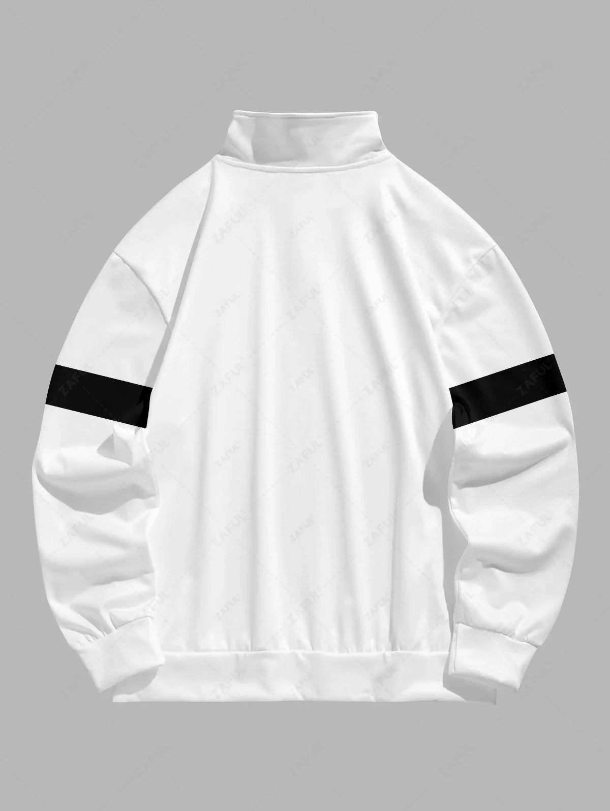 Unisex Colorblock Letter Heartbeat Pattern Printed Quarter Zip Stand Collar Sweatshirt